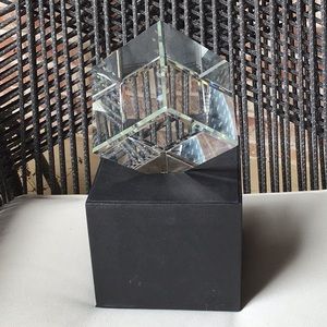 Crystal 3D cube. Heavy paperweight/award/decor.